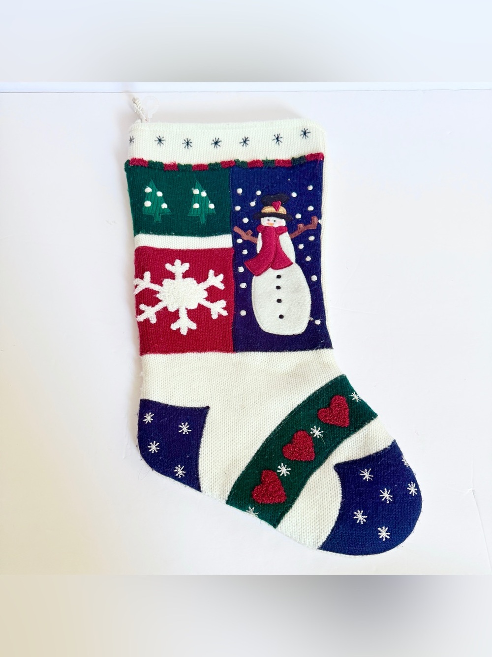 Vintage 2004 Prima Creations Knitted Snowman Christmas Stocking